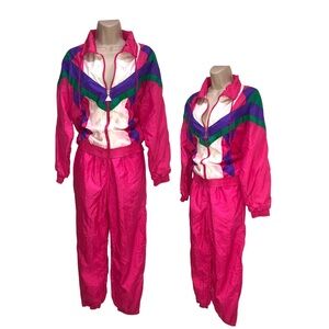 Vintage 80’s pink windbreaker set